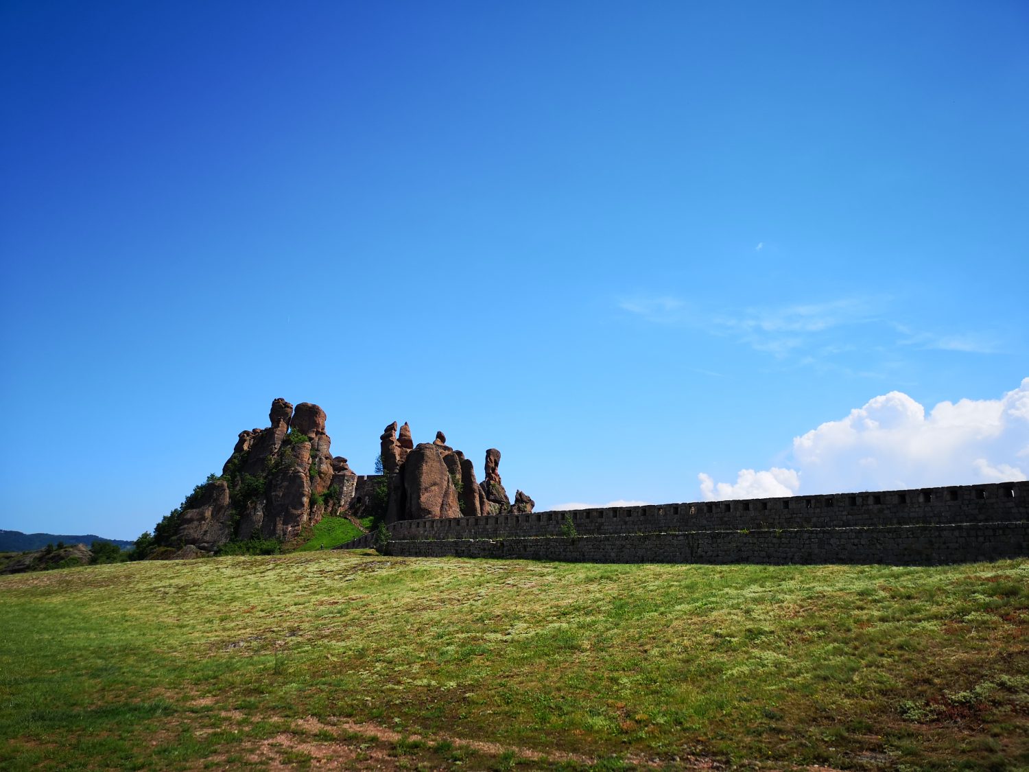 Belogradchik Fortress with a clear, blue sky